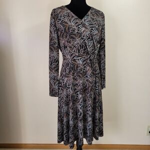 Talbots petite Large dress black multy color